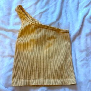 Orange One-Shoulder Ribbed Top